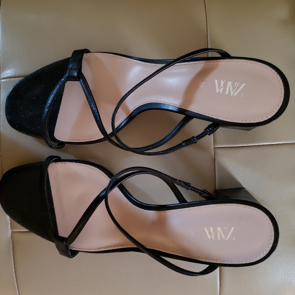 Black Zara strappy mule